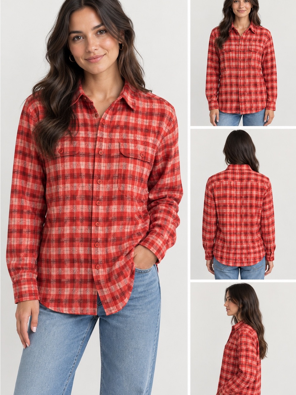 REI Co-Op Red Plaid Long-Sleeve Button-Down Shirt